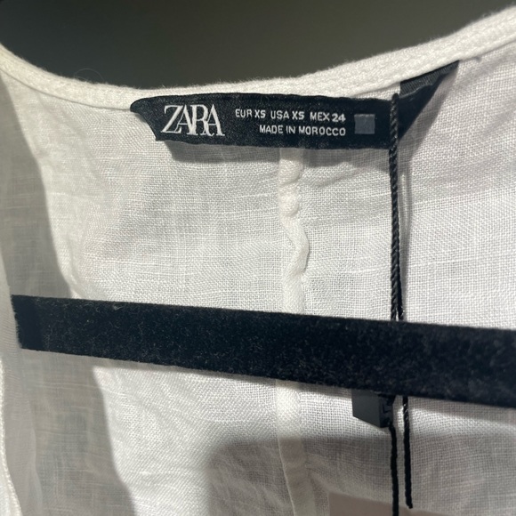 ZARA White Cropped Tie Front Blouse - Picture 9 of 9